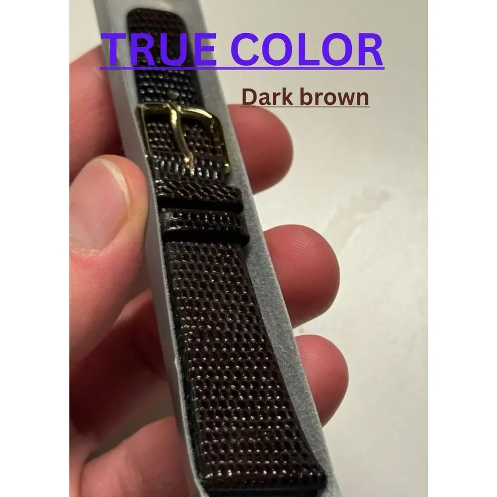 21mm Kreisler Brown Lizard Calfskin NOS Vintage Watch Band & Gold-Tone Buckle